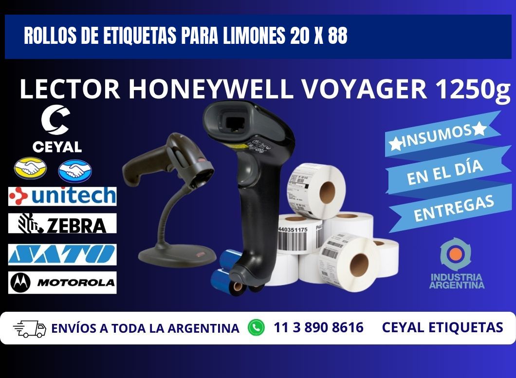 ROLLOS DE ETIQUETAS PARA LIMONES 20 x 88
