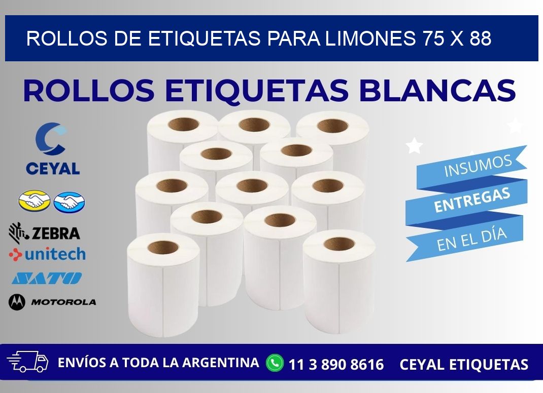 ROLLOS DE ETIQUETAS PARA LIMONES 75 x 88