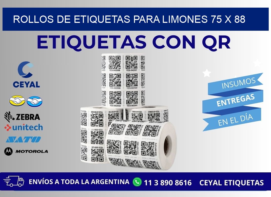 ROLLOS DE ETIQUETAS PARA LIMONES 75 x 88