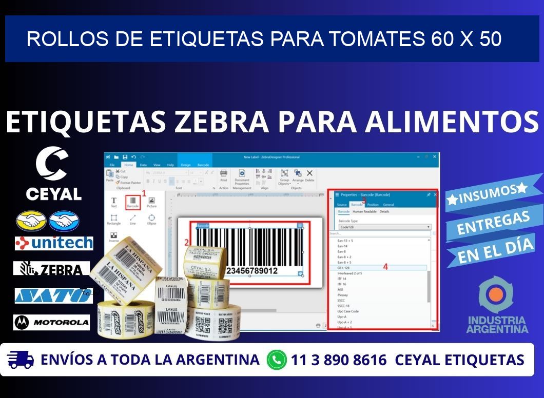 ROLLOS DE ETIQUETAS PARA TOMATES 60 x 50