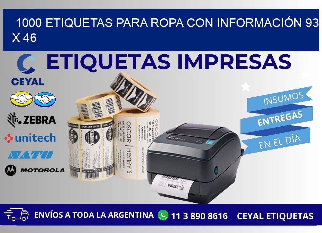 1000 ETIQUETAS PARA ROPA CON INFORMACIÓN 93 x 46