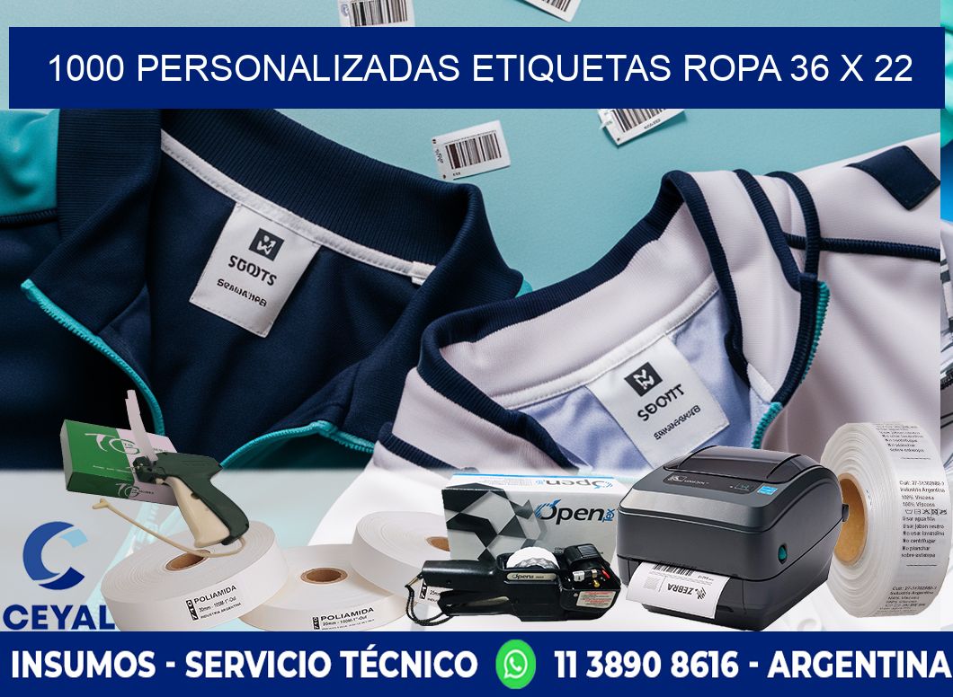 1000 PERSONALIZADAS ETIQUETAS ROPA 36 x 22