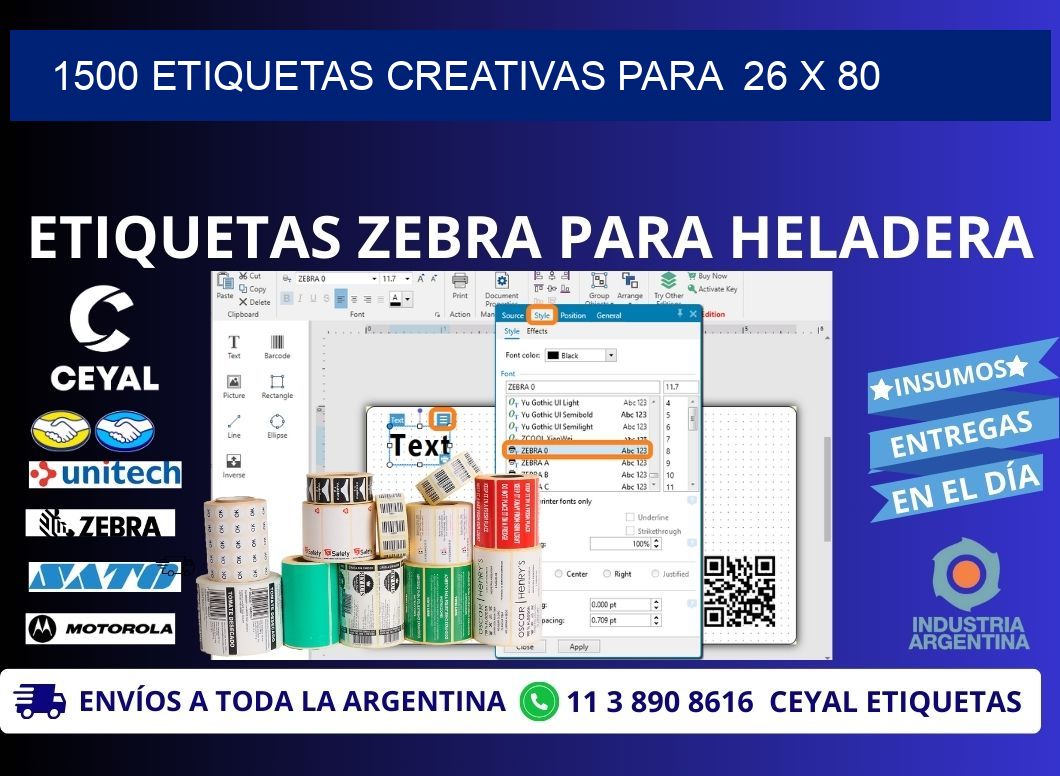 1500 ETIQUETAS CREATIVAS PARA  26 x 80