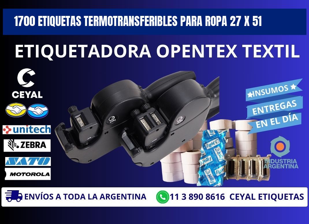 1700 ETIQUETAS TERMOTRANSFERIBLES PARA ROPA 27 x 51