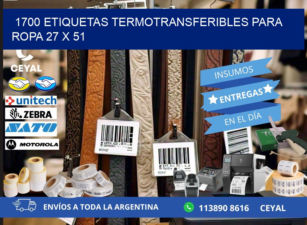 1700 ETIQUETAS TERMOTRANSFERIBLES PARA ROPA 27 x 51