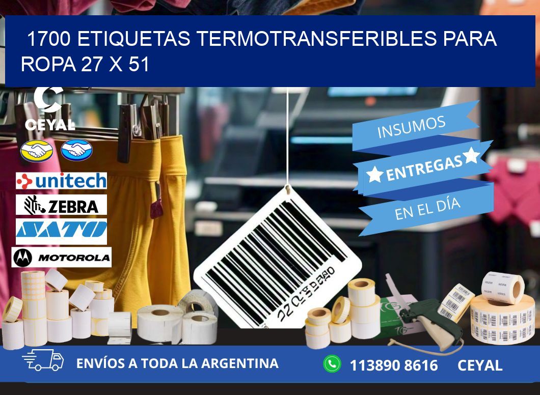 1700 ETIQUETAS TERMOTRANSFERIBLES PARA ROPA 27 x 51