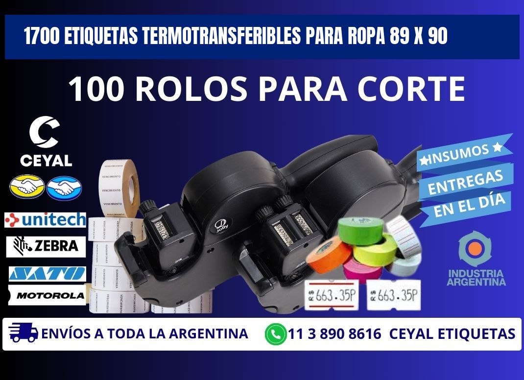 1700 ETIQUETAS TERMOTRANSFERIBLES PARA ROPA 89 x 90