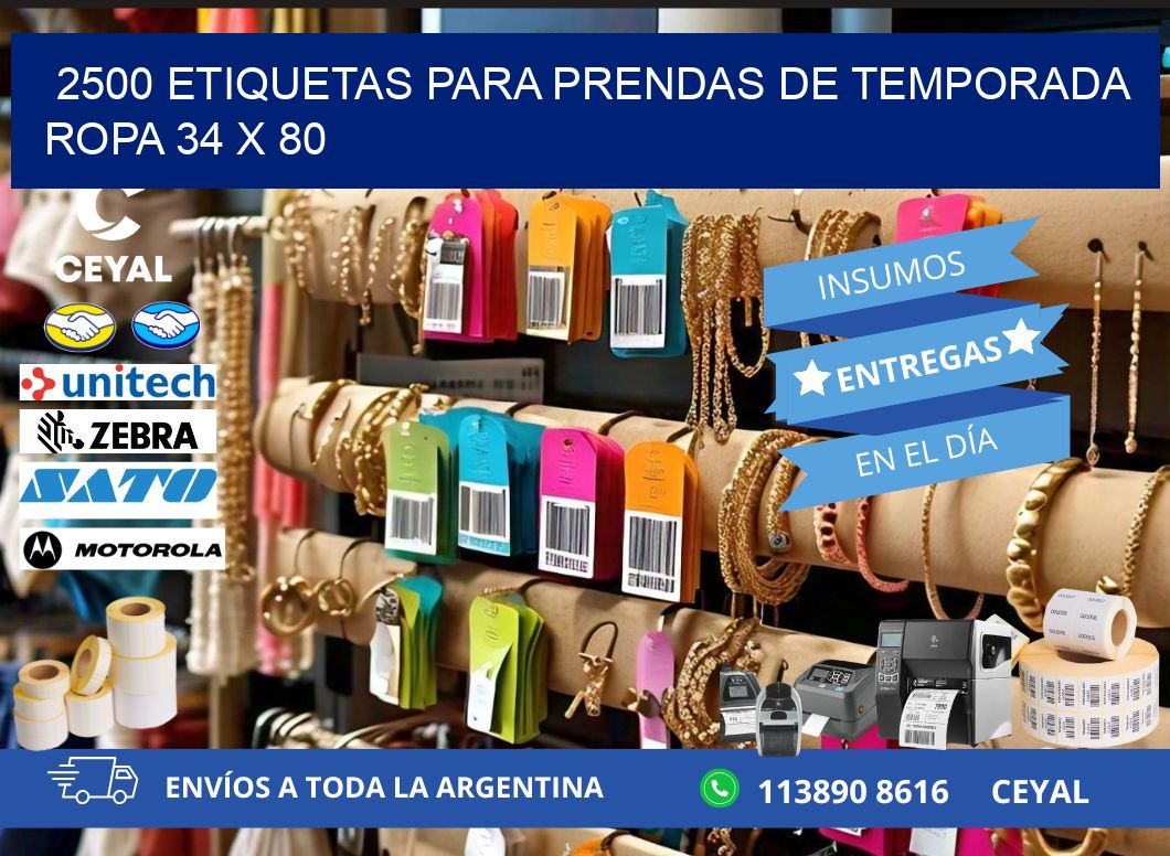 2500 ETIQUETAS PARA PRENDAS DE TEMPORADA ROPA 34 x 80