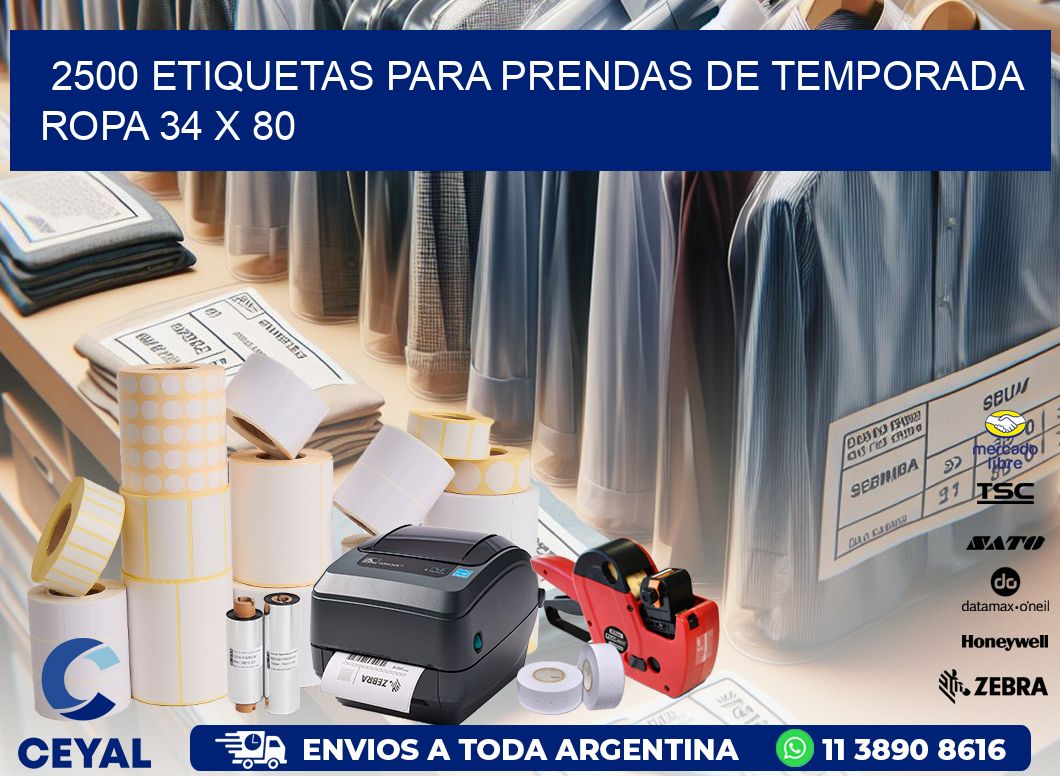 2500 ETIQUETAS PARA PRENDAS DE TEMPORADA ROPA 34 x 80