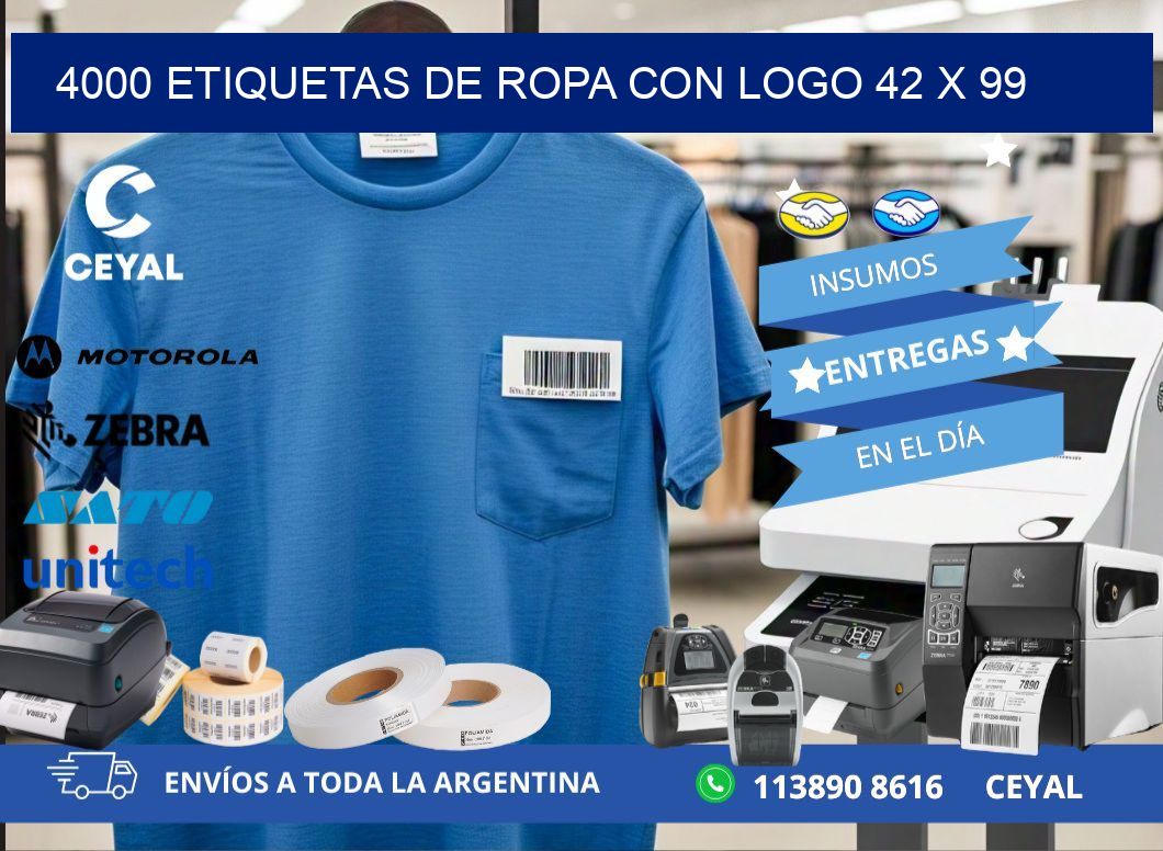 4000 ETIQUETAS DE ROPA CON LOGO 42 x 99