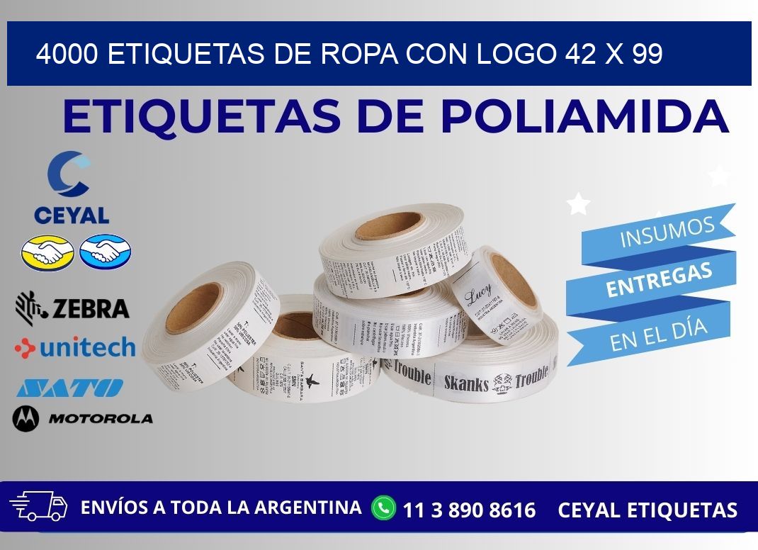 4000 ETIQUETAS DE ROPA CON LOGO 42 x 99