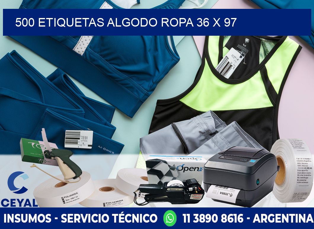 500 ETIQUETAS ALGODO ROPA 36 x 97