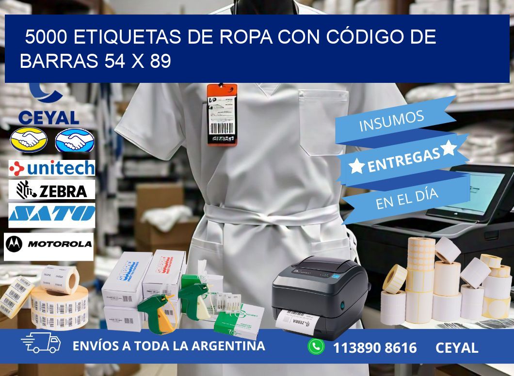 5000 ETIQUETAS DE ROPA CON CÓDIGO DE BARRAS 54 x 89