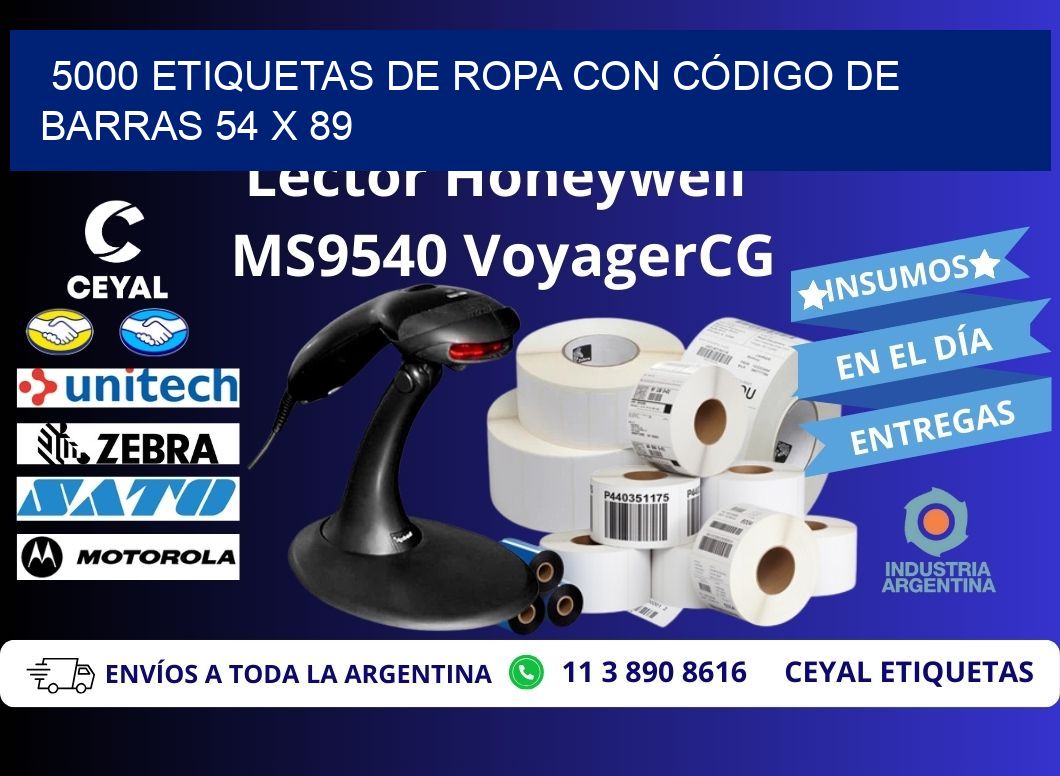5000 ETIQUETAS DE ROPA CON CÓDIGO DE BARRAS 54 x 89