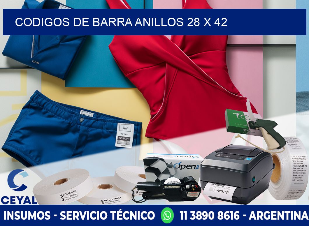 CODIGOS DE BARRA ANILLOS 28 x 42