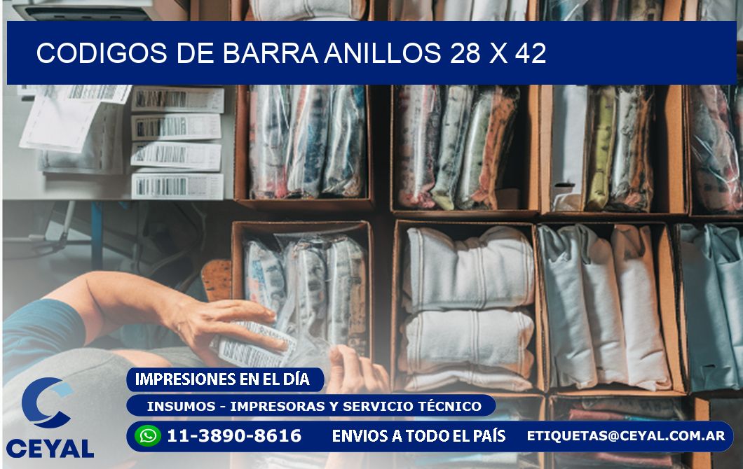 CODIGOS DE BARRA ANILLOS 28 x 42