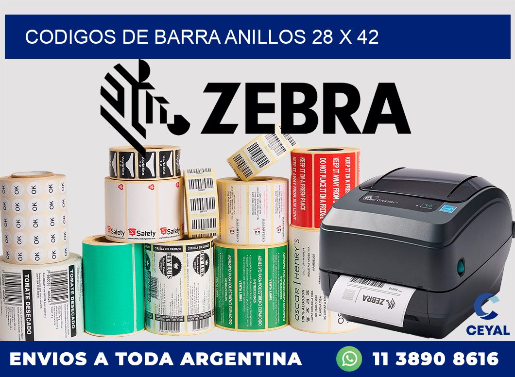 CODIGOS DE BARRA ANILLOS 28 x 42