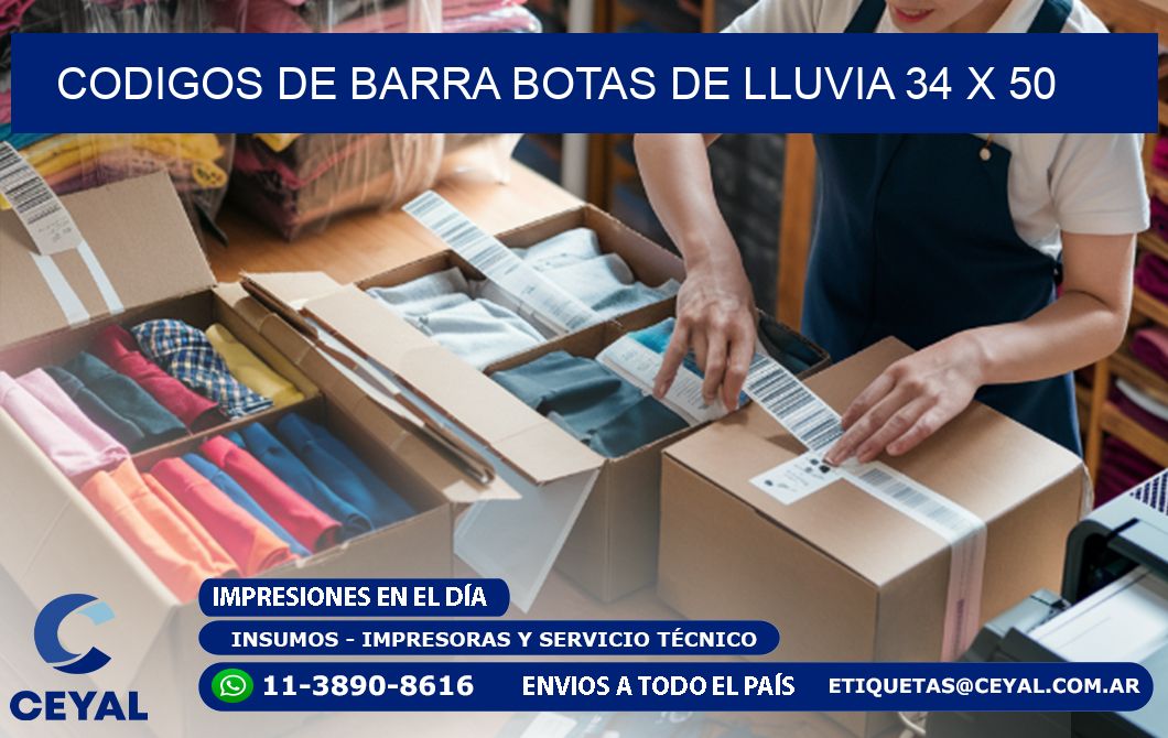 CODIGOS DE BARRA BOTAS DE LLUVIA 34 x 50