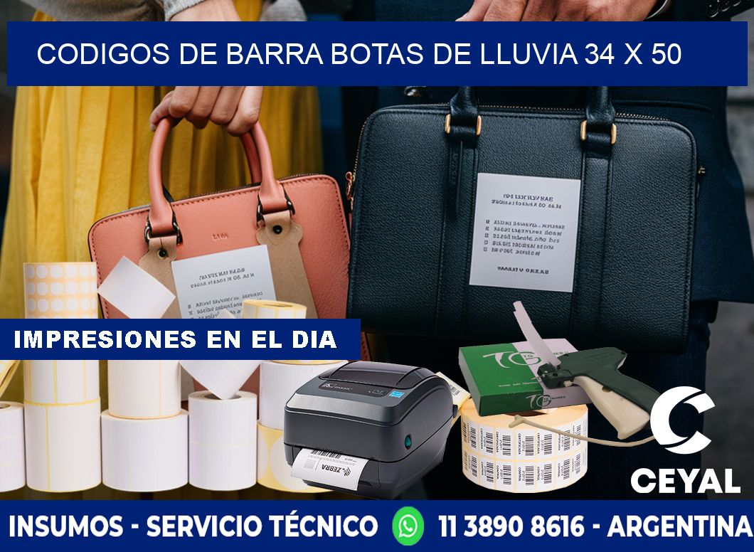 CODIGOS DE BARRA BOTAS DE LLUVIA 34 x 50