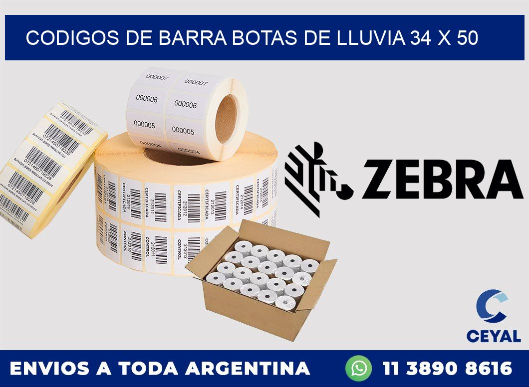 CODIGOS DE BARRA BOTAS DE LLUVIA 34 x 50
