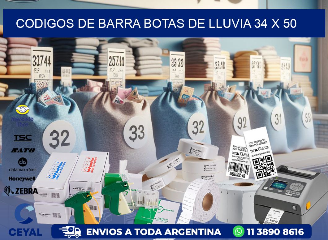 CODIGOS DE BARRA BOTAS DE LLUVIA 34 x 50