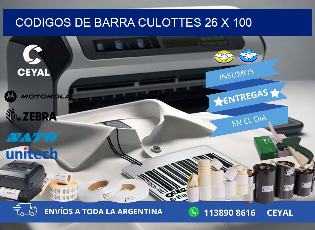 CODIGOS DE BARRA CULOTTES 26 x 100