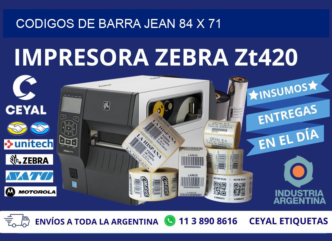 CODIGOS DE BARRA JEAN 84 x 71