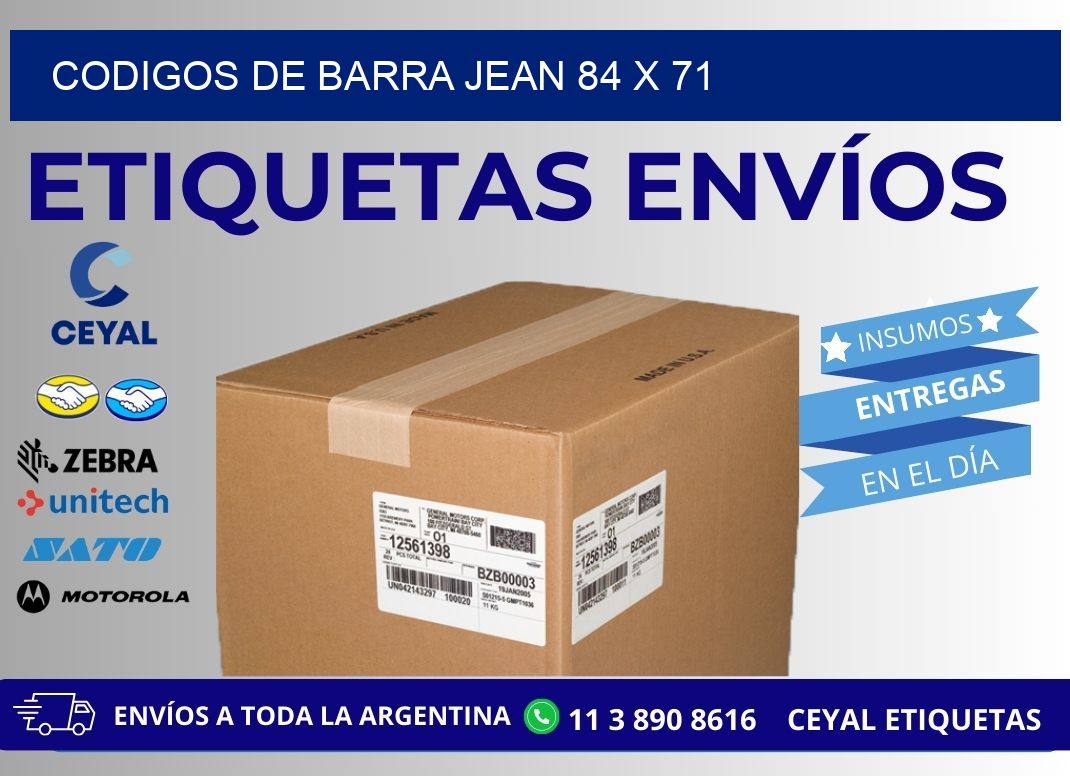 CODIGOS DE BARRA JEAN 84 x 71