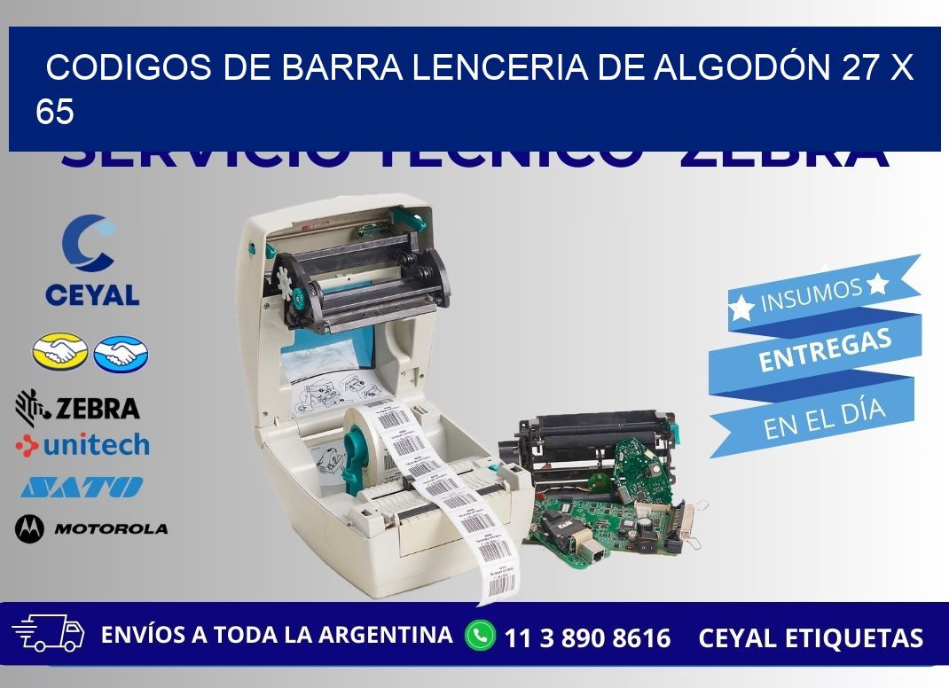 CODIGOS DE BARRA LENCERIA DE ALGODÓN 27 x 65
