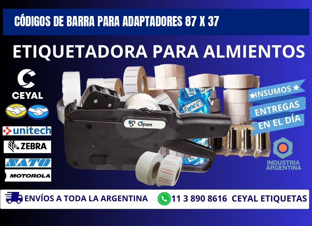 CÓDIGOS DE BARRA PARA ADAPTADORES 87 x 37
