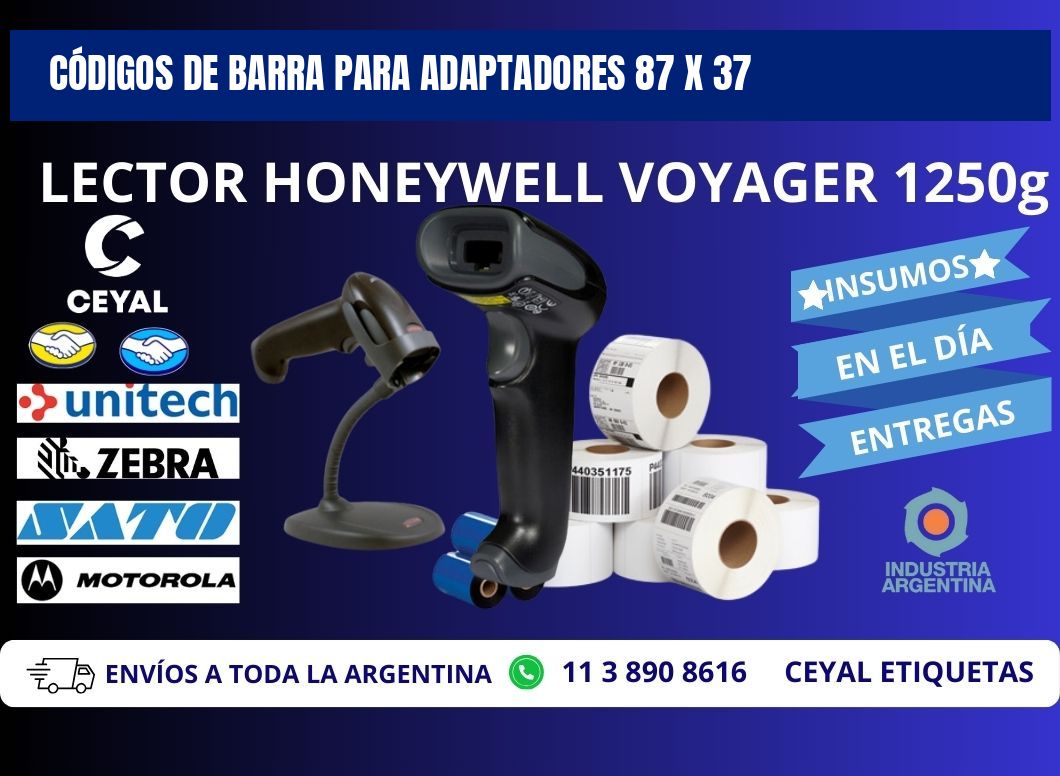 CÓDIGOS DE BARRA PARA ADAPTADORES 87 x 37