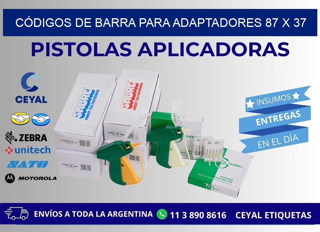 CÓDIGOS DE BARRA PARA ADAPTADORES 87 x 37