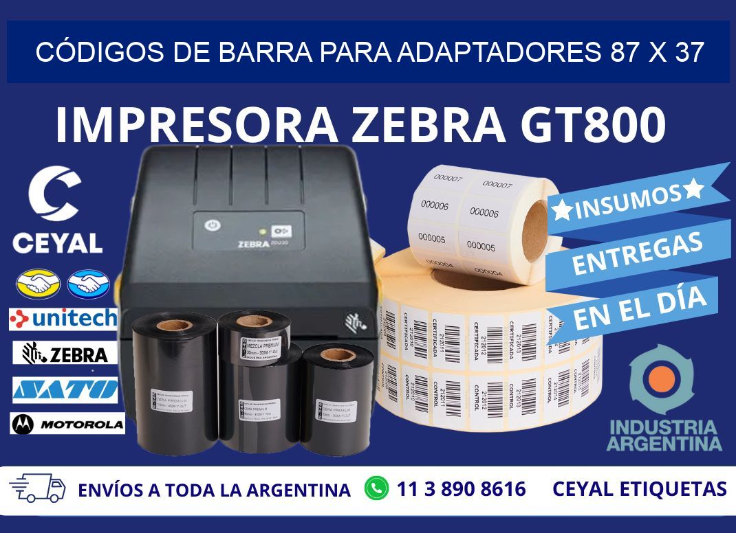 CÓDIGOS DE BARRA PARA ADAPTADORES 87 x 37