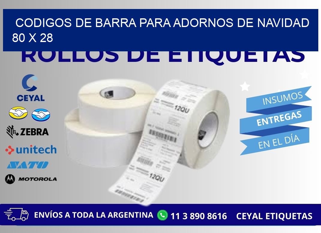 CODIGOS DE BARRA PARA ADORNOS DE NAVIDAD 80 x 28