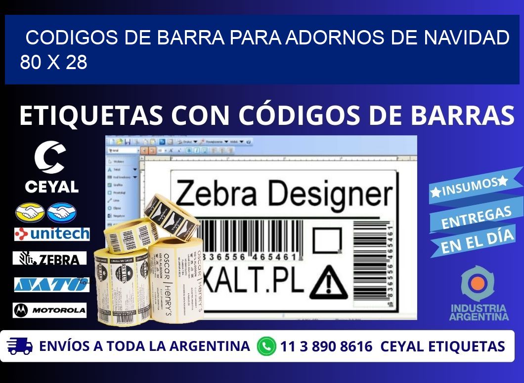 CODIGOS DE BARRA PARA ADORNOS DE NAVIDAD 80 x 28