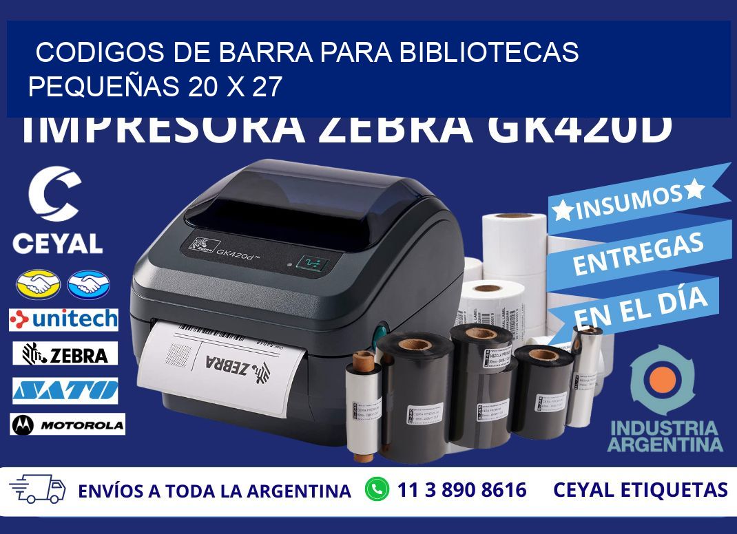 CODIGOS DE BARRA PARA BIBLIOTECAS PEQUEÑAS 20 x 27