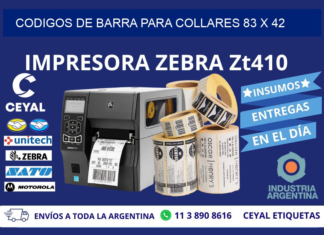 CODIGOS DE BARRA PARA COLLARES 83 x 42