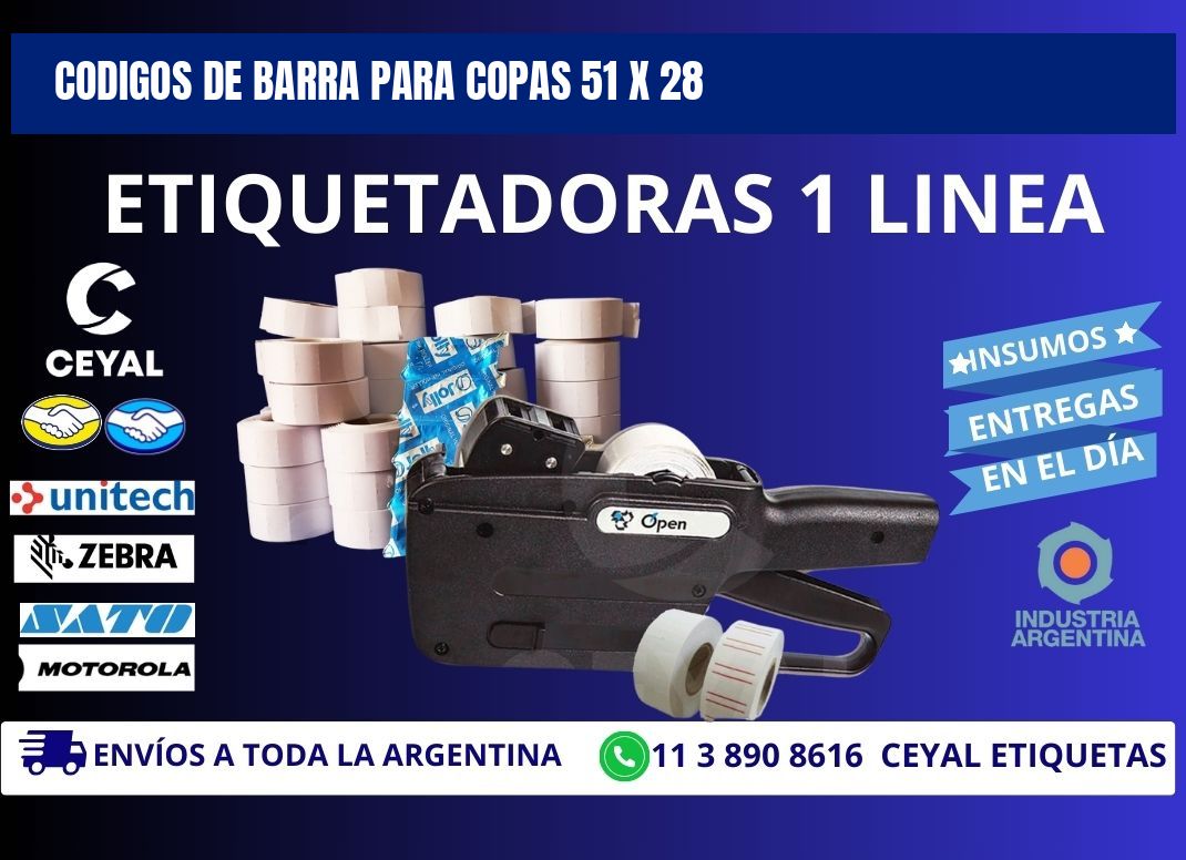 CODIGOS DE BARRA PARA COPAS 51 x 28
