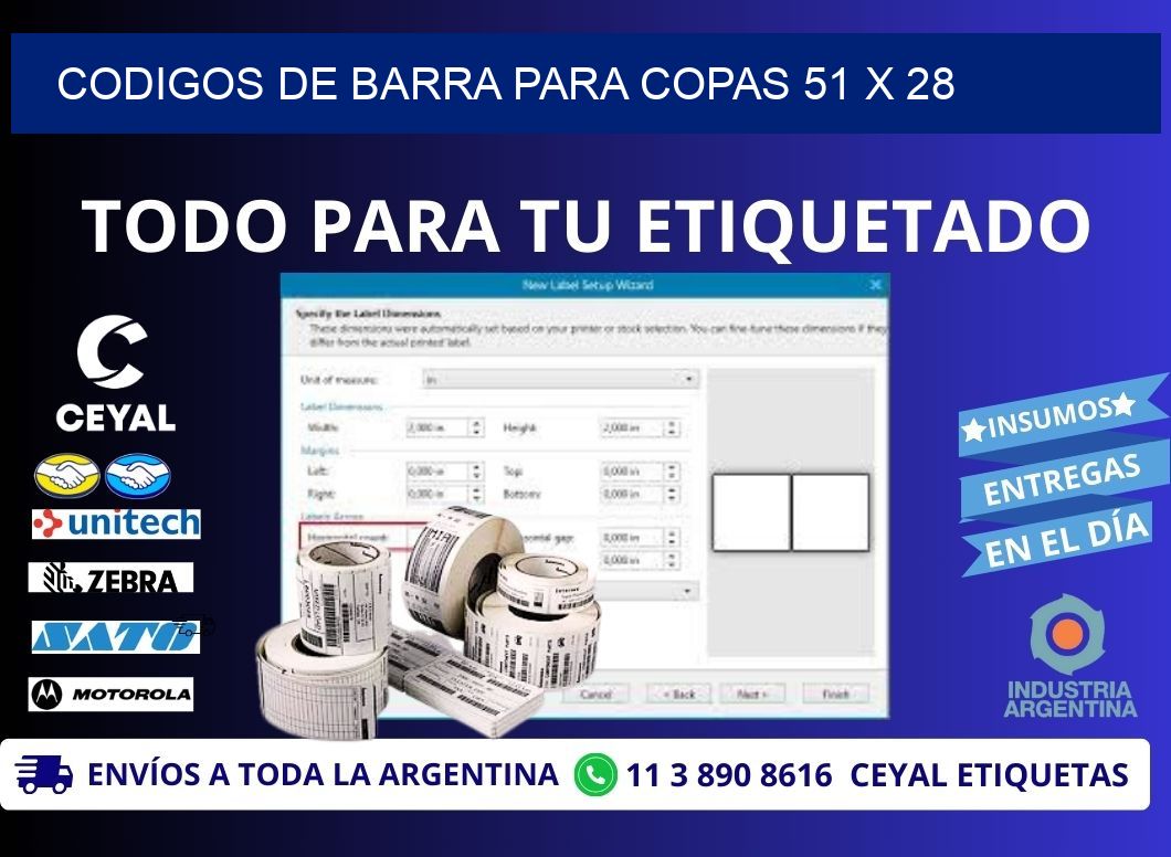 CODIGOS DE BARRA PARA COPAS 51 x 28