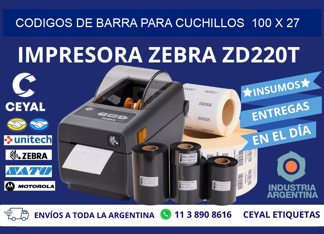 CODIGOS DE BARRA PARA CUCHILLOS  100 x 27