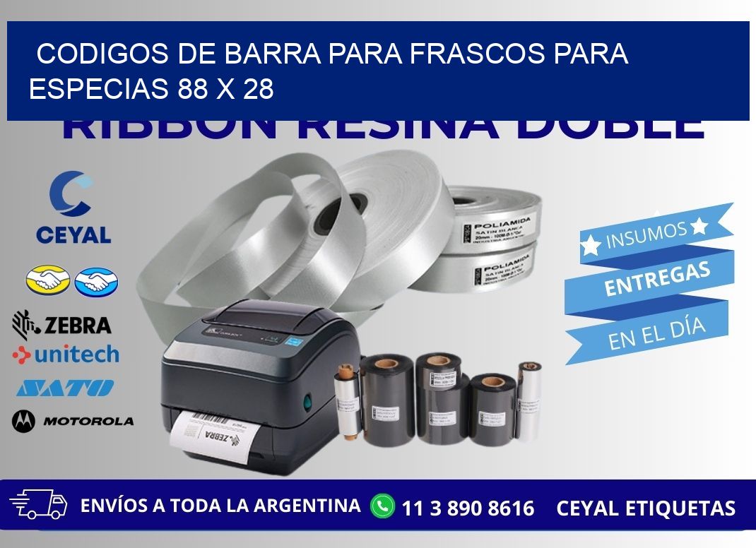 CODIGOS DE BARRA PARA FRASCOS PARA ESPECIAS 88 x 28