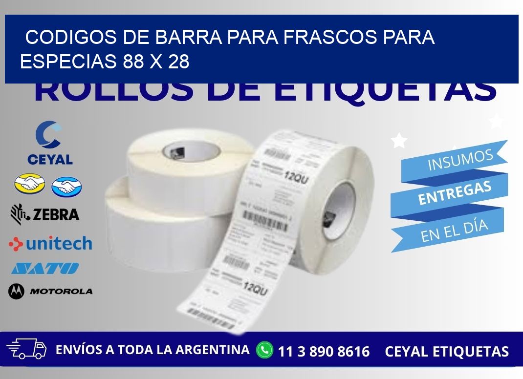 CODIGOS DE BARRA PARA FRASCOS PARA ESPECIAS 88 x 28