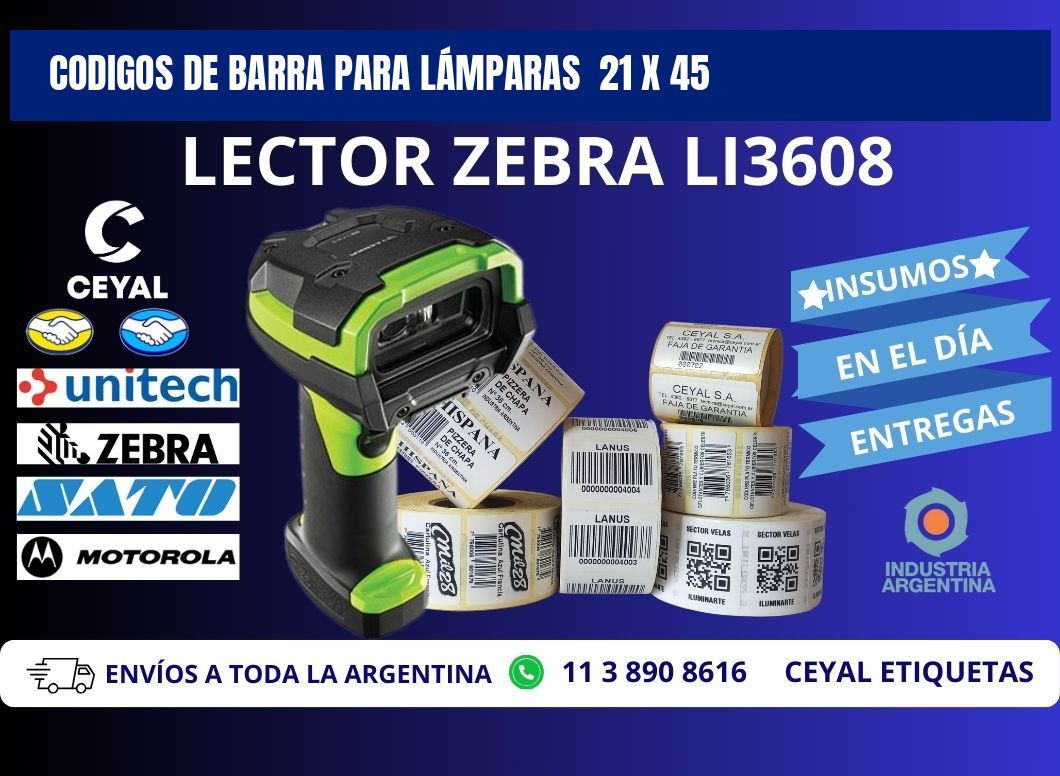 CODIGOS DE BARRA PARA LÁMPARAS  21 x 45