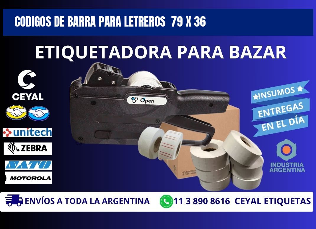 CODIGOS DE BARRA PARA LETREROS  79 x 36