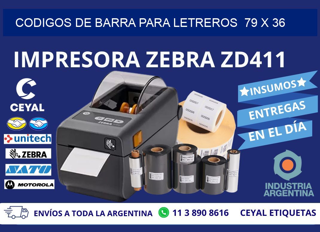 CODIGOS DE BARRA PARA LETREROS  79 x 36