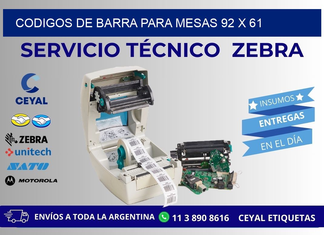 CODIGOS DE BARRA PARA MESAS 92 x 61