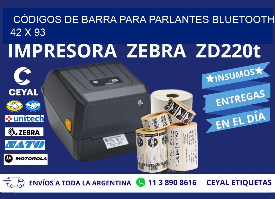 CÓDIGOS DE BARRA PARA PARLANTES BLUETOOTH 42 x 93