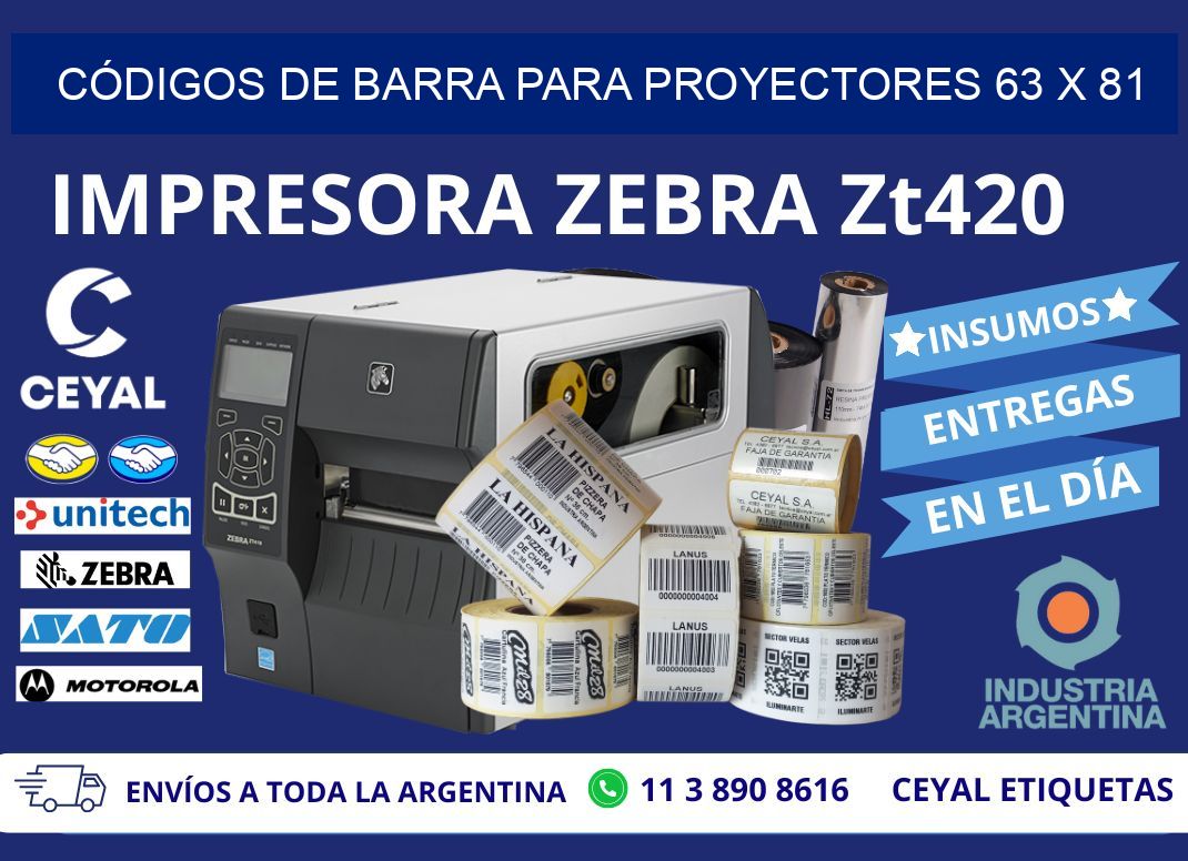 CÓDIGOS DE BARRA PARA PROYECTORES 63 x 81