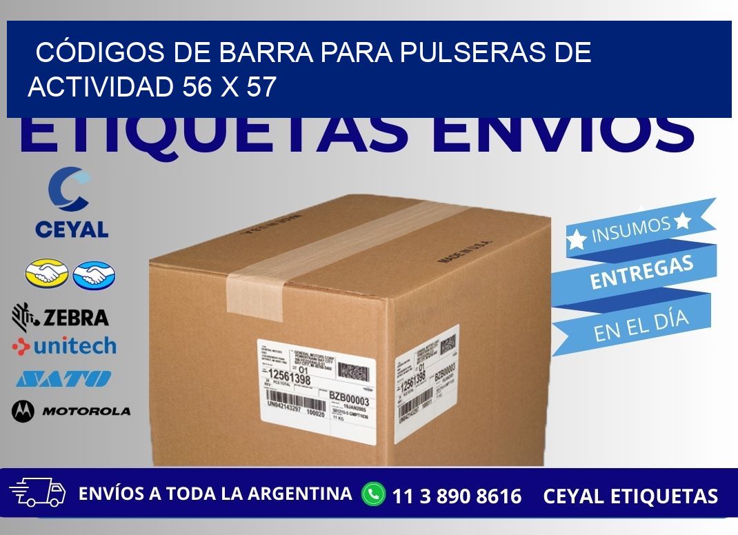 CÓDIGOS DE BARRA PARA PULSERAS DE ACTIVIDAD 56 x 57