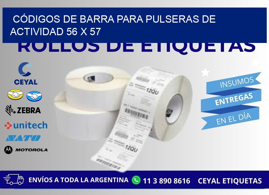 CÓDIGOS DE BARRA PARA PULSERAS DE ACTIVIDAD 56 x 57